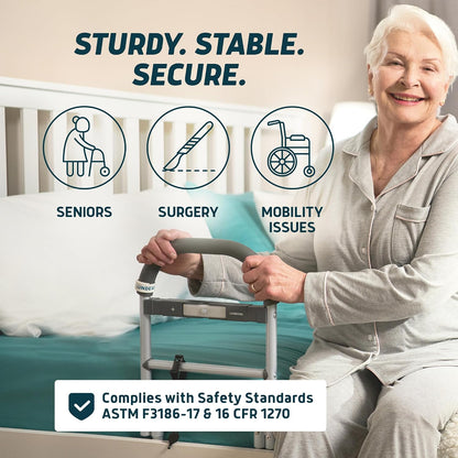 Lunderg Bed Assist Rail for Seniors Motion Light Non-Slip Grab Bar Easy Install Elderly Safety Support
