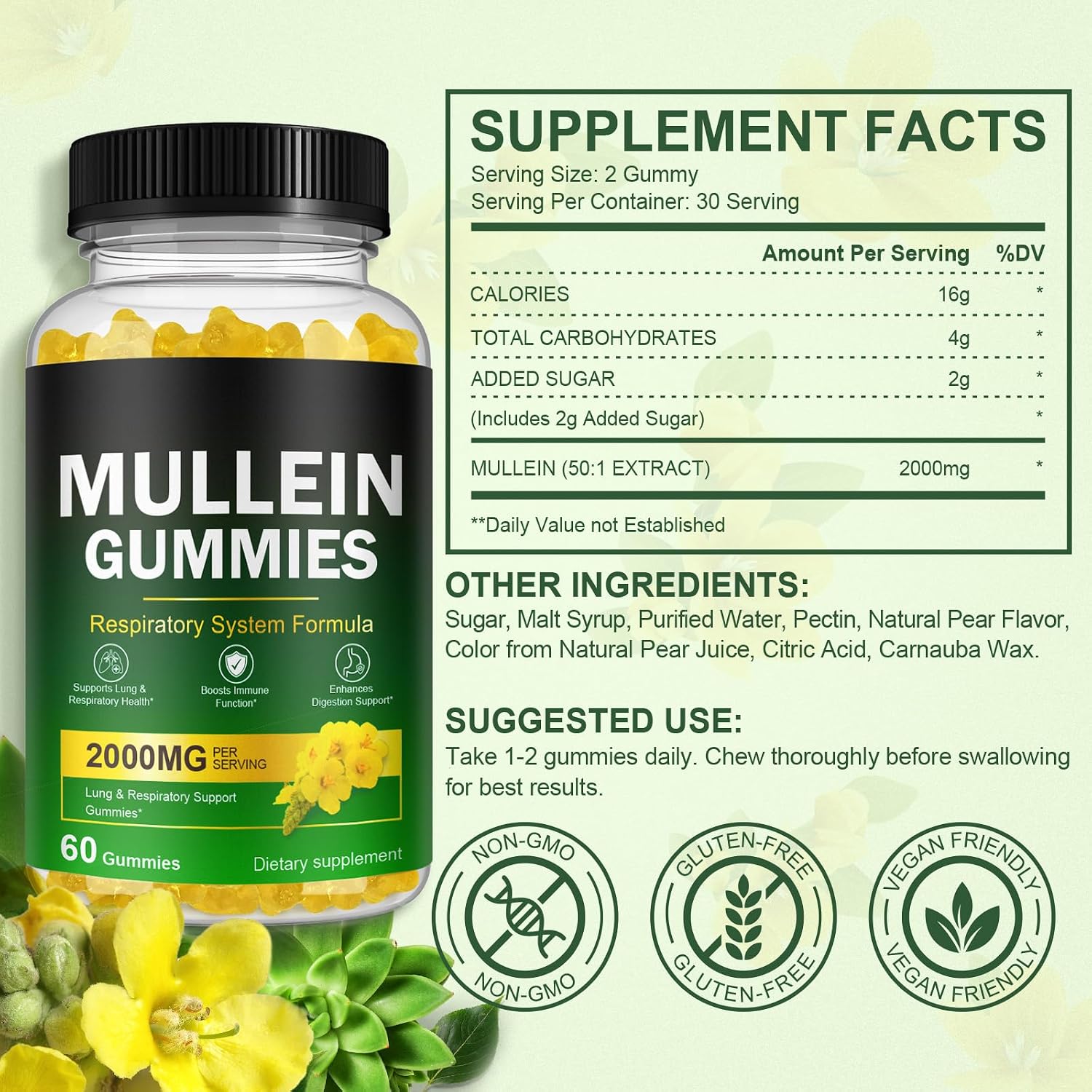 Nyloriaine Mullein Leaf Respiratory Support Gummies