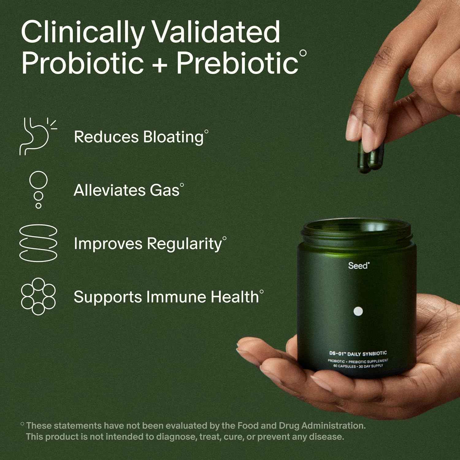 Seed DS-01 Daily Synbiotic Prebiotic Probiotic Supplement 60ct