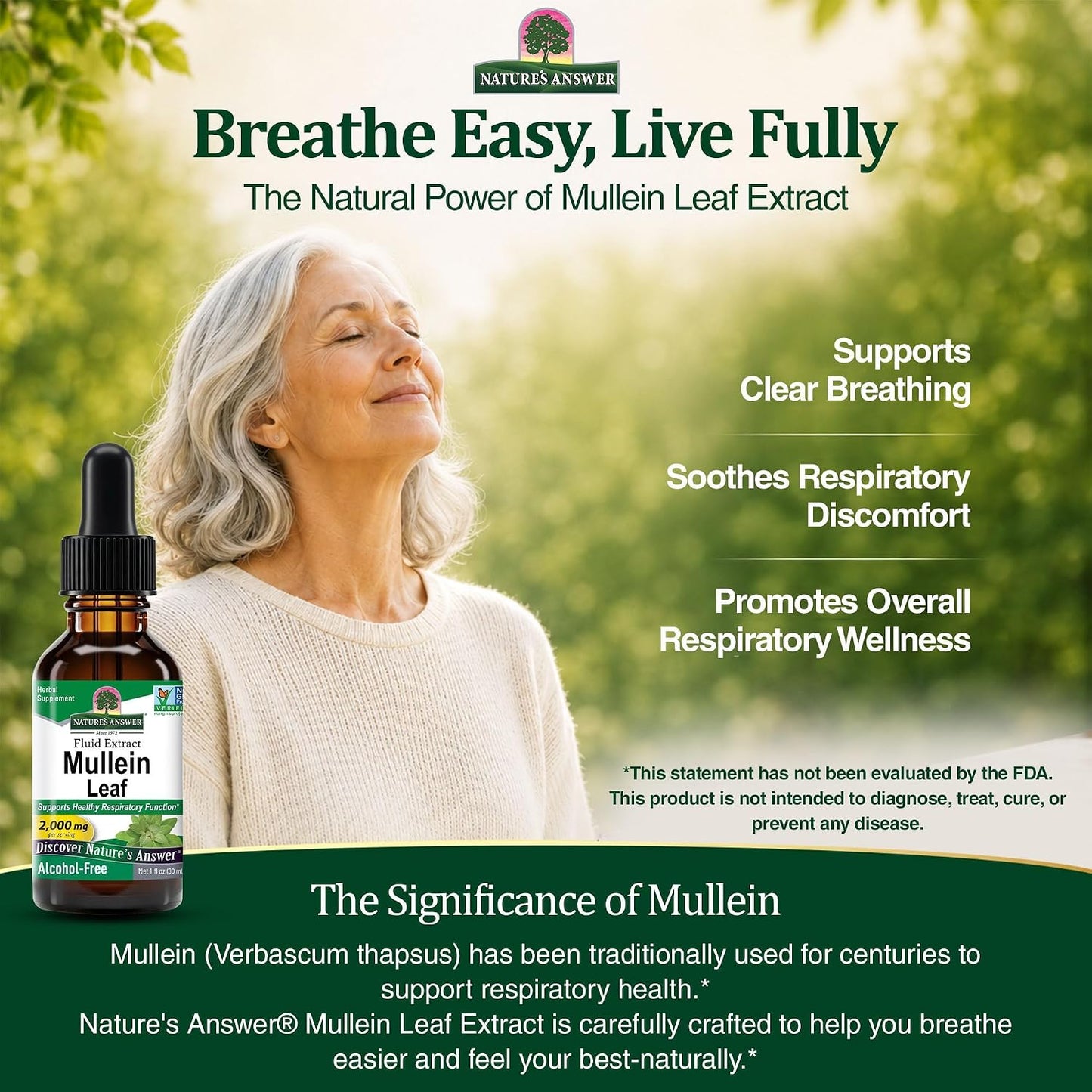 Nature's Answer Mullein Leaf Respiratory Support Liquid Drops