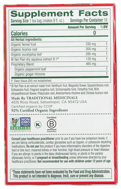 Traditional Medicinals Breathe Easy Respiratory Support Herbal Tea Bags