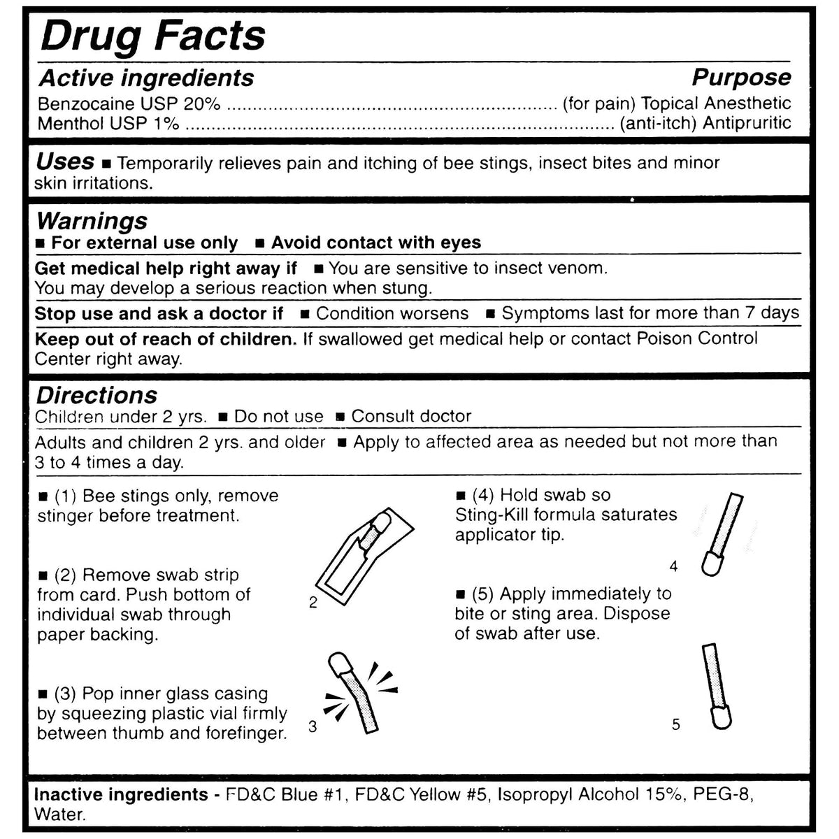 Sting-Kill First Aid Anesthetic Swabs 10 Count