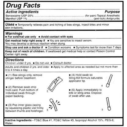 Sting-Kill First Aid Anesthetic Swabs 10 Count