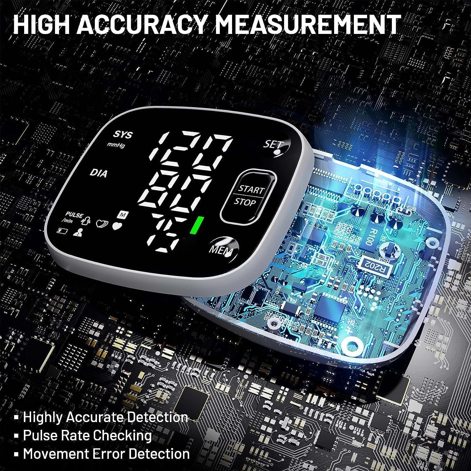 Oklar Wrist Blood Pressure Monitor FDA Cleared Rechargeable with Adjustable Cuff 4.92-8.46 Inches 240 Reading Memory 2 Users Voice Broadcast Storage Case