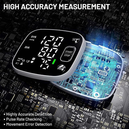 Oklar Wrist Blood Pressure Monitor FDA Cleared Rechargeable with Adjustable Cuff 4.92-8.46 Inches 240 Reading Memory 2 Users Voice Broadcast Storage Case