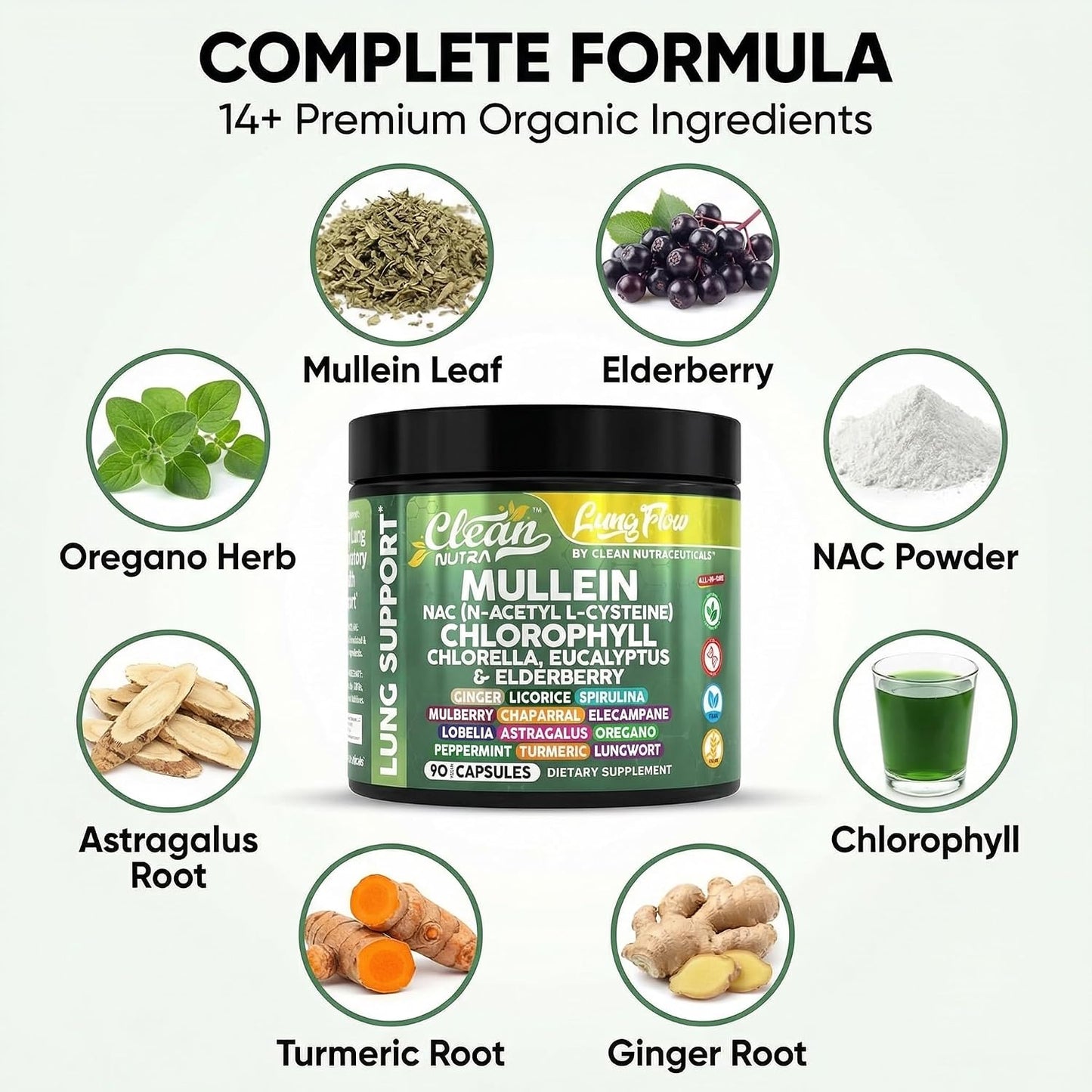 Clean Nutraceuticals Mullein Leaf Respiratory Support Capsules
