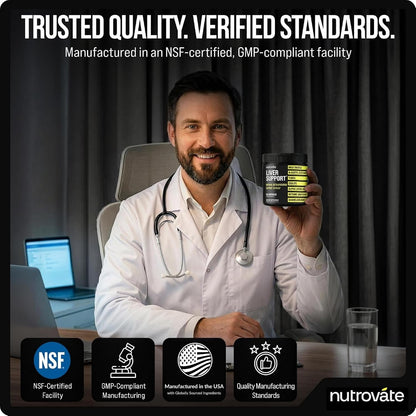 NutroVate Milk Thistle TUDCA NAC Liver Support Detox Formula Capsules