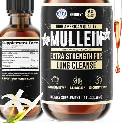 HERBIFY Mullein Leaf Extract Respiratory Support Liquid Drops