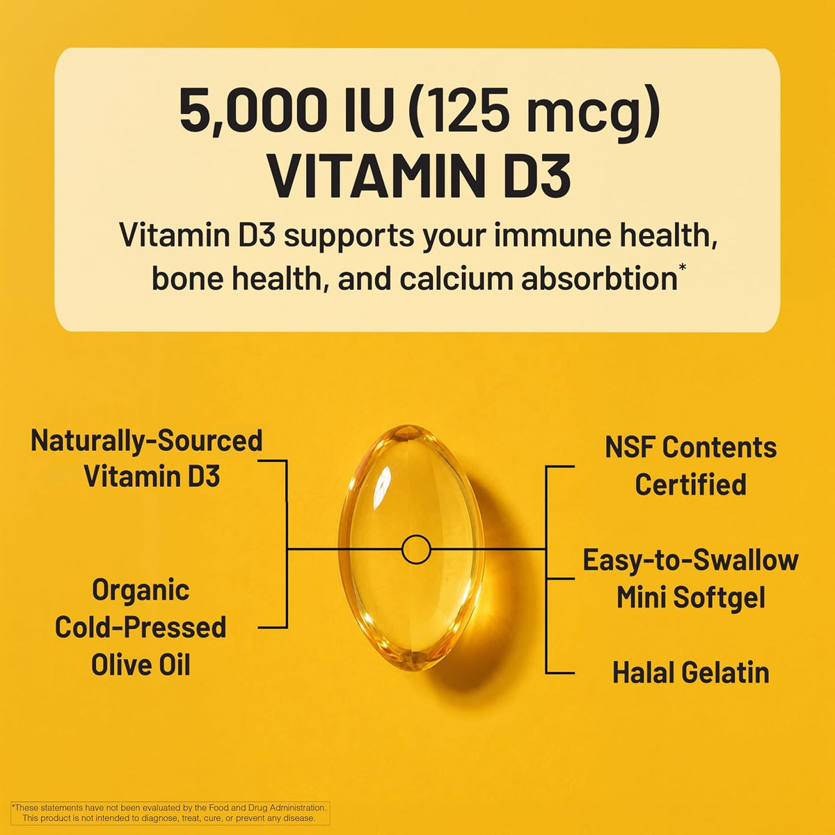 NatureWise Vitamin D3 5000IU Dietary Supplement Softgels