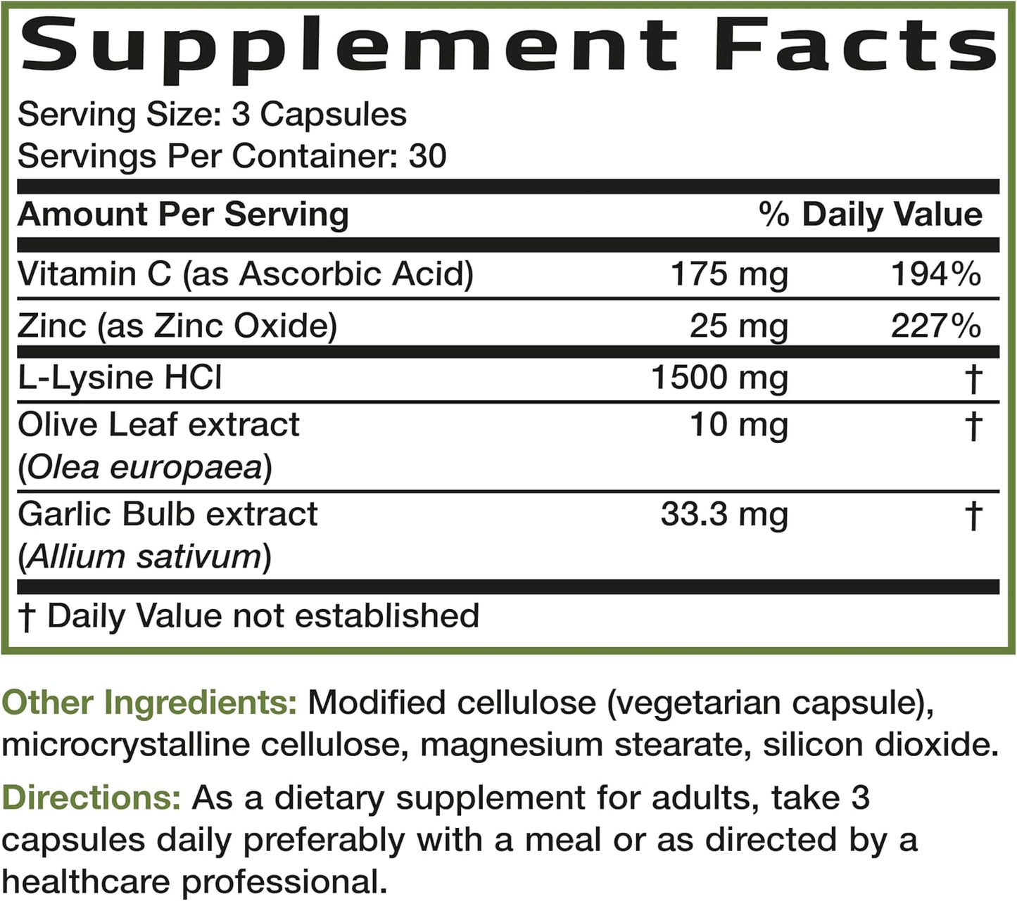 Bronson L-Lysine Defense Immune Support Complex Capsules