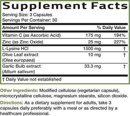Bronson L-Lysine Defense Immune Support Complex Capsules