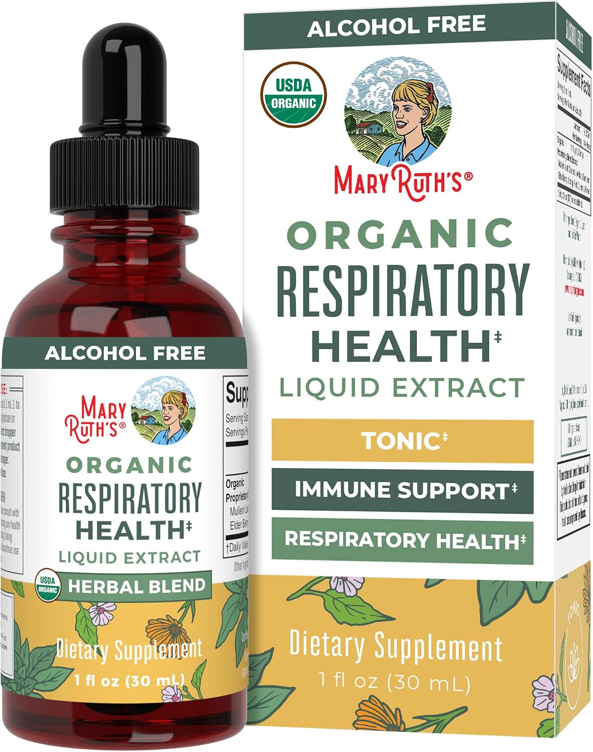 MARYRUTH'S USDA Organic Respiratory Health Herbal Support Liquid Drops