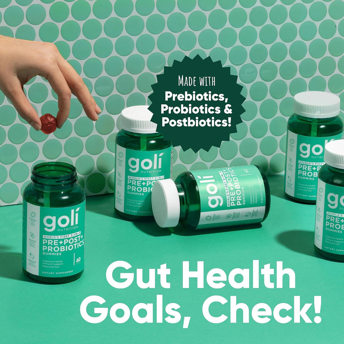 Goli Pre Pro Postbiotic Dietary Supplement Gummies