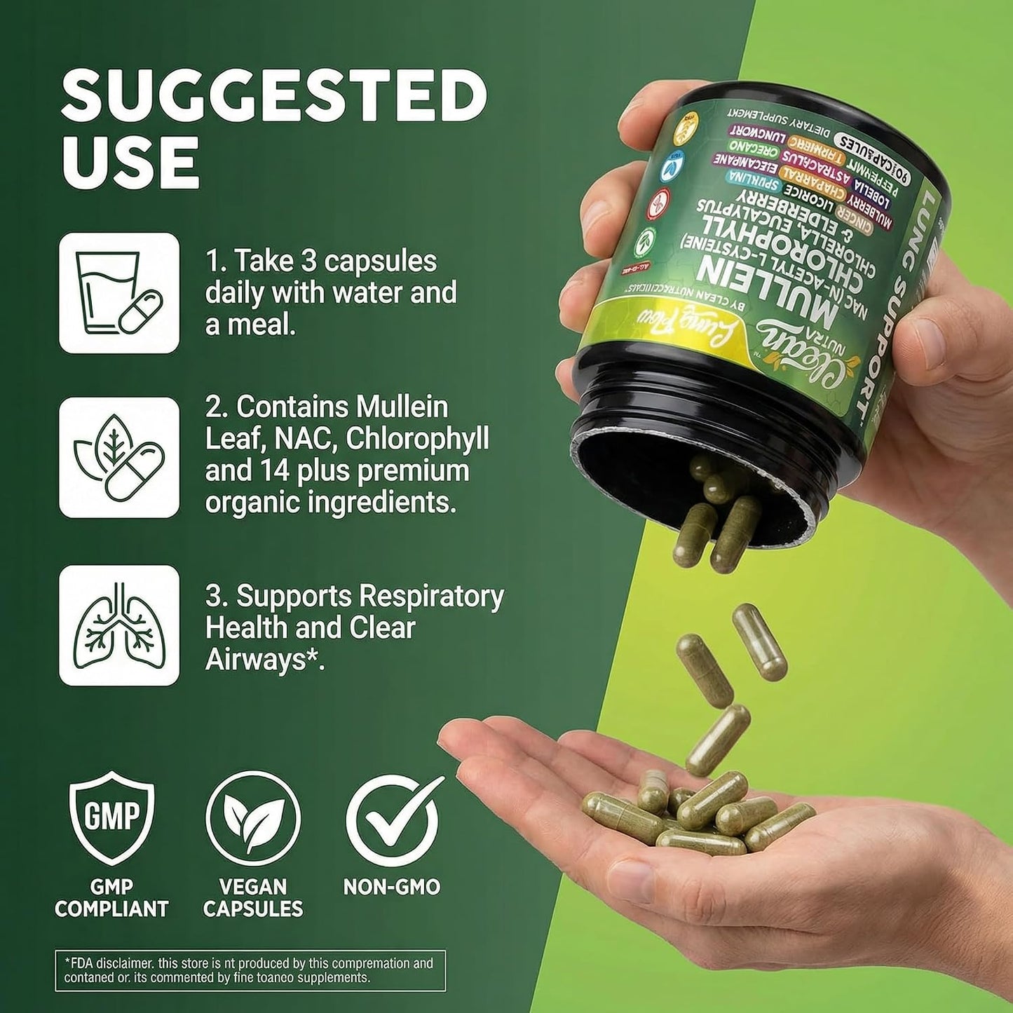Clean Nutraceuticals Mullein Leaf Respiratory Support Capsules