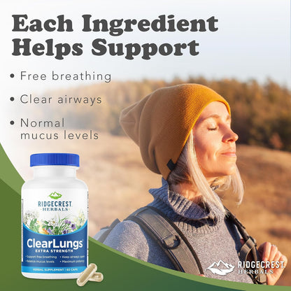 RidgeCrest Herbals ClearLungs Extra Strength Lung Respiratory Support Capsules