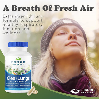 RidgeCrest Herbals ClearLungs Extra Strength Lung Respiratory Support Capsules