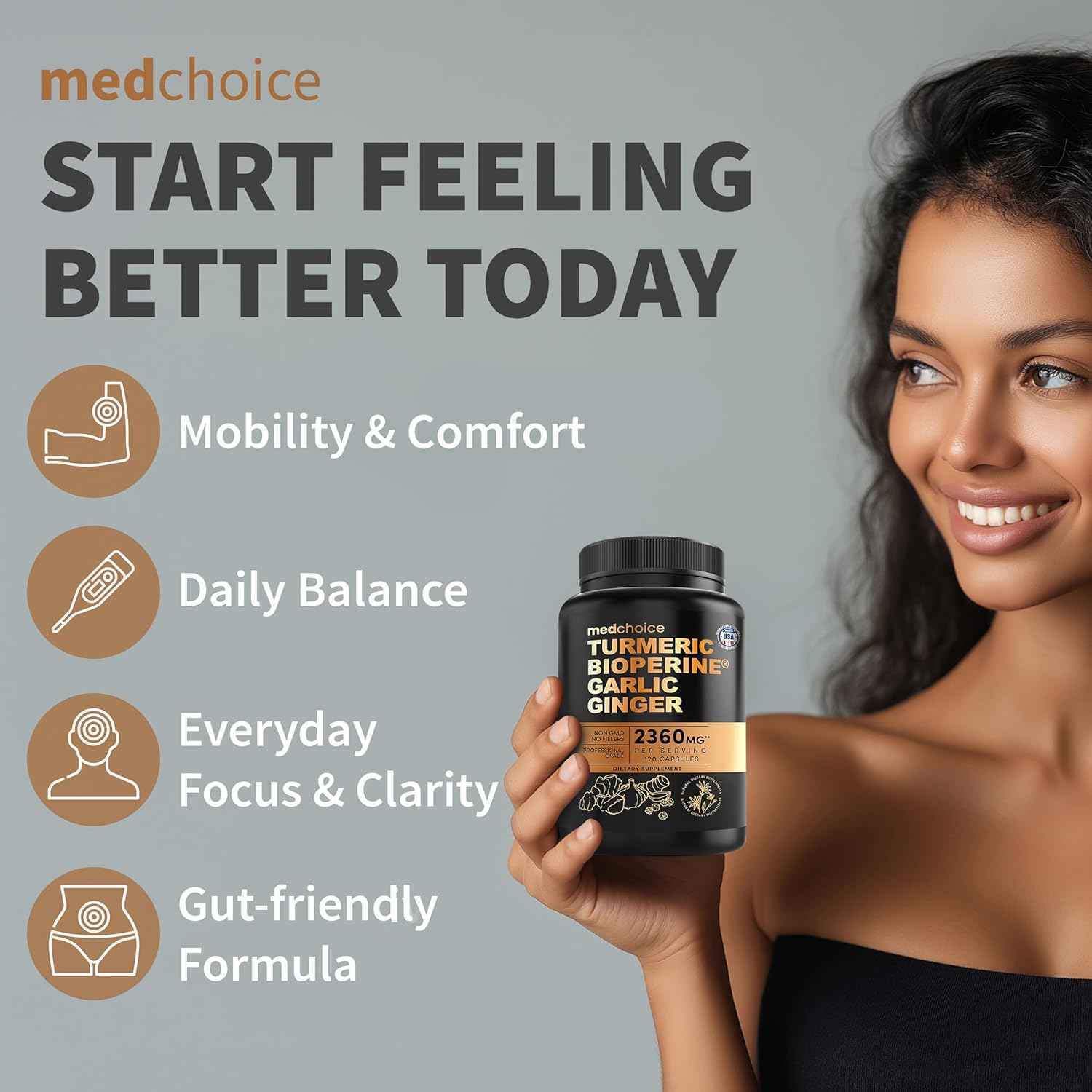 MedChoice 4-in-1 Turmeric Joint Support Supplement 2360mg 120ct