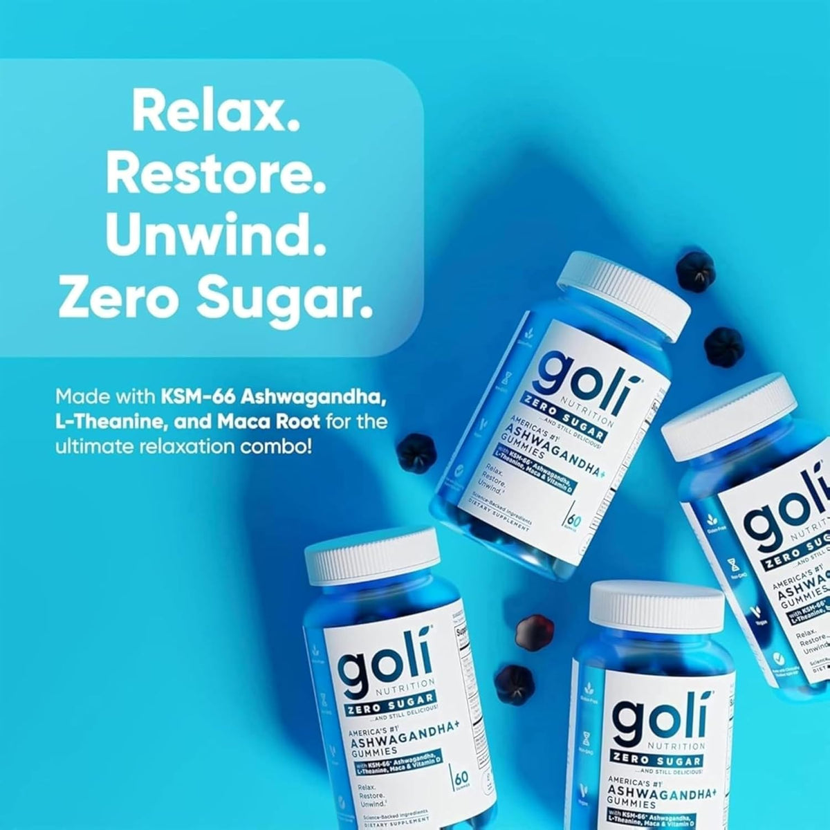 Goli Zero Sugar Ashwagandha Vitamin D Dietary Supplement Gummies