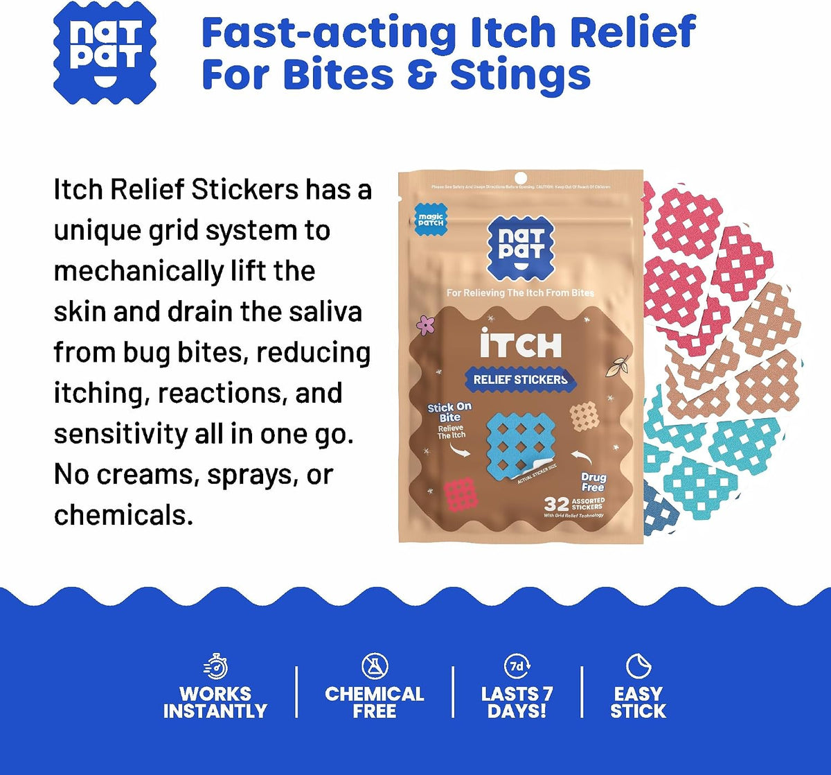 NATPAT Magic Patch Itch Relief Stickers 32 Count