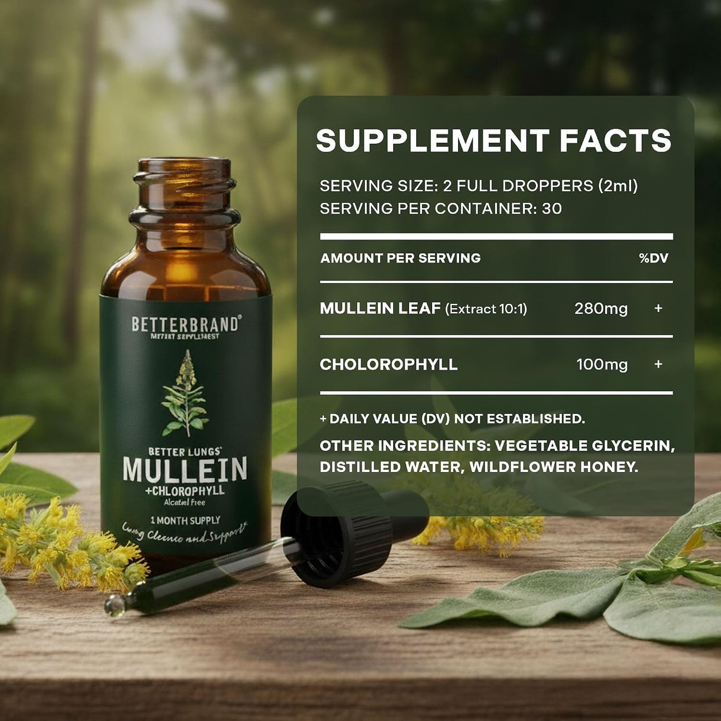 Betterbrand Mullein Drops Lung Detox Respiratory Support Liquid