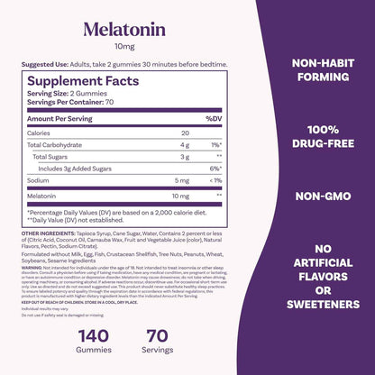 Natrol Melatonin Gummies Sleep Support 10mg 140 Count Strawberry