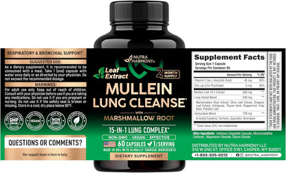 NUTRAHARMONY Mullein Lung Detox Respiratory Support Capsules