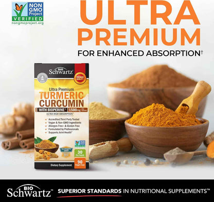 BioSchwartz Turmeric Curcumin with Black Pepper Extract 1500mg 90 Capsules