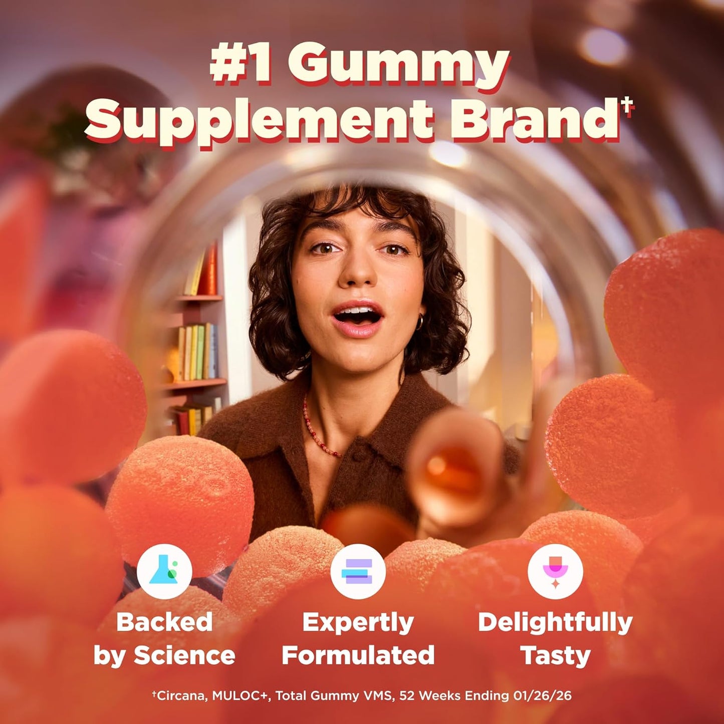 Olly Probiotic + Prebiotic Gummy Supplement Peach 500 Million CFUs 30 Count