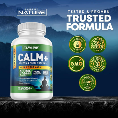 Built by Nature Calm+ Stress Mood Support Supplement Capsules 90 Count