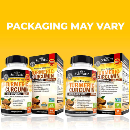 BioSchwartz Turmeric Curcumin 1500mg with Black Pepper Extract 90 Count