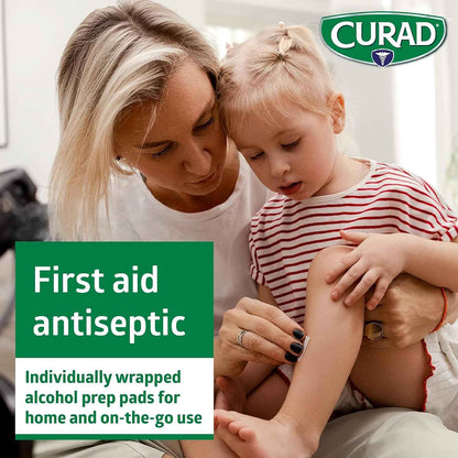 CURAD Alcohol Prep Pads 70% Isopropyl Alcohol Wipes Individually Wrapped First Aid 400 Count