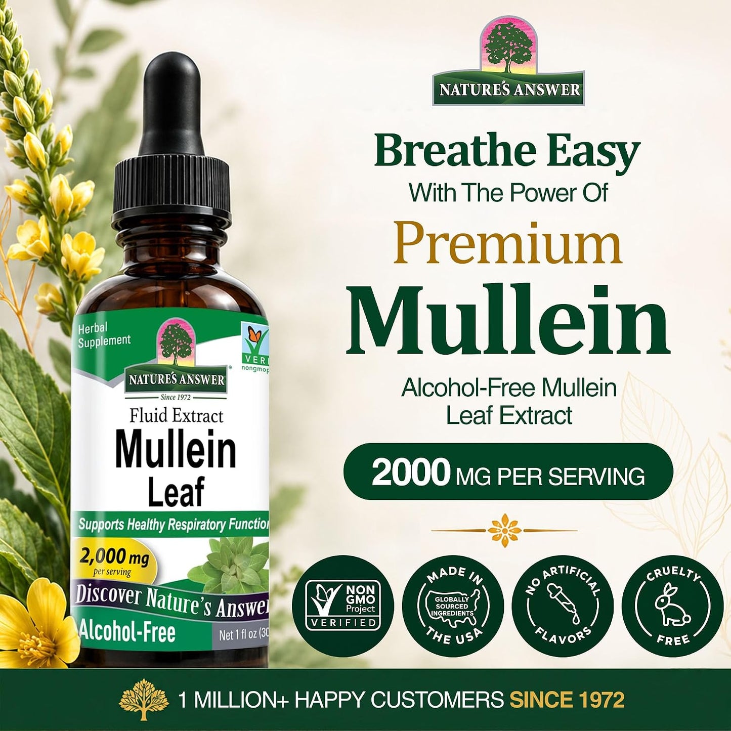 Nature's Answer Mullein Leaf Respiratory Support Liquid Drops