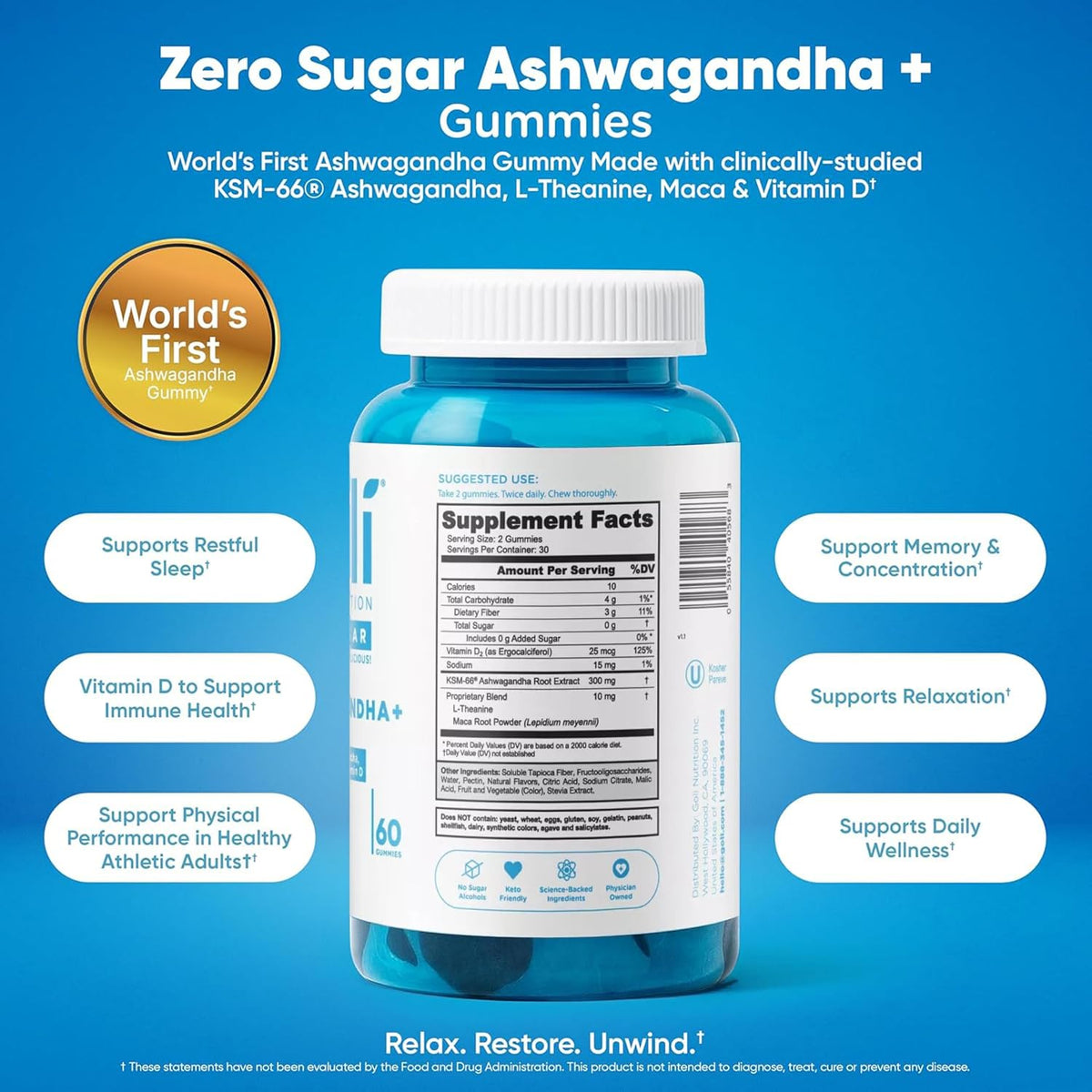 Goli Zero Sugar Trio Dietary Supplement Gummies