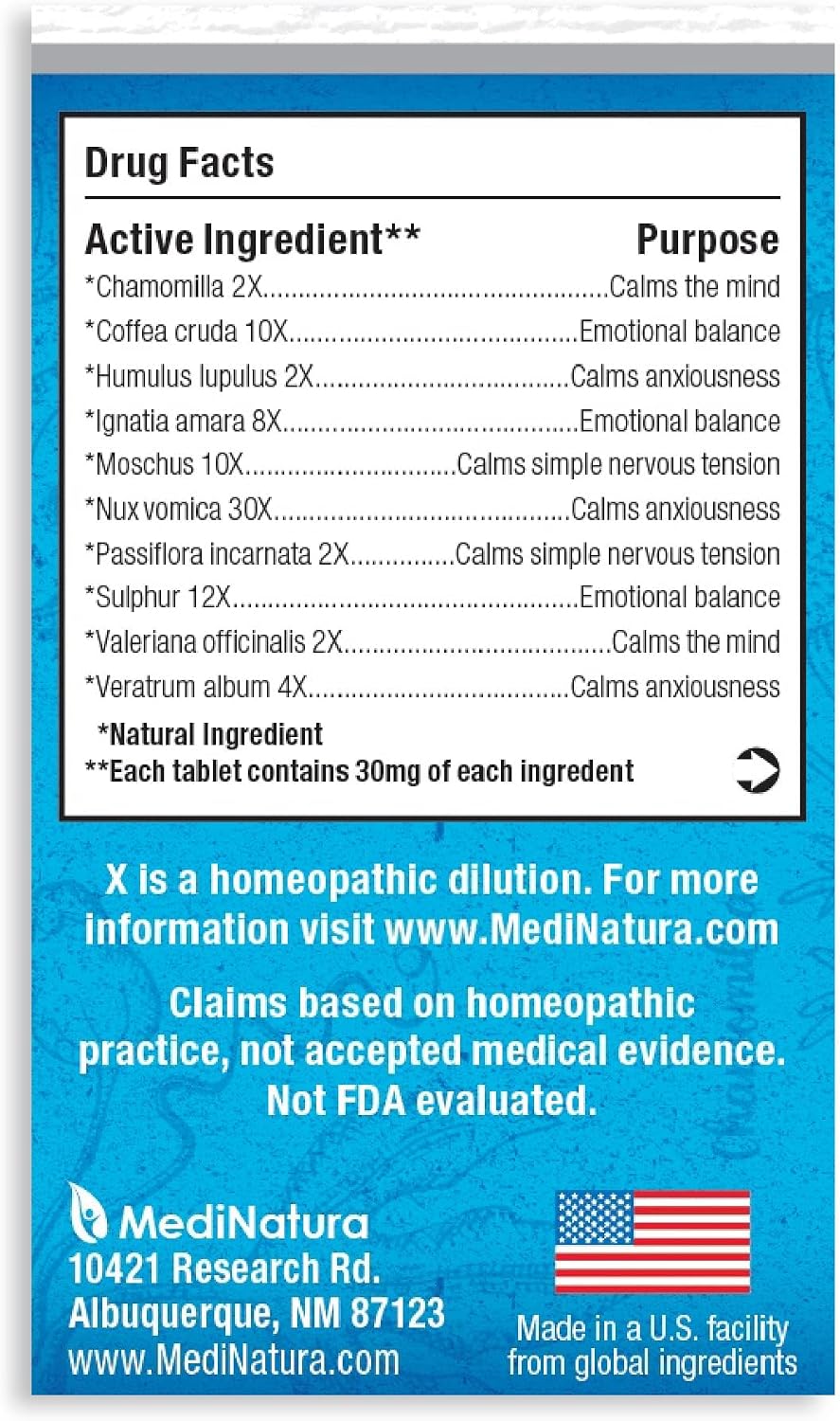 MediNatura WellMind Calming Stress Mood Support Tablets 100 Count