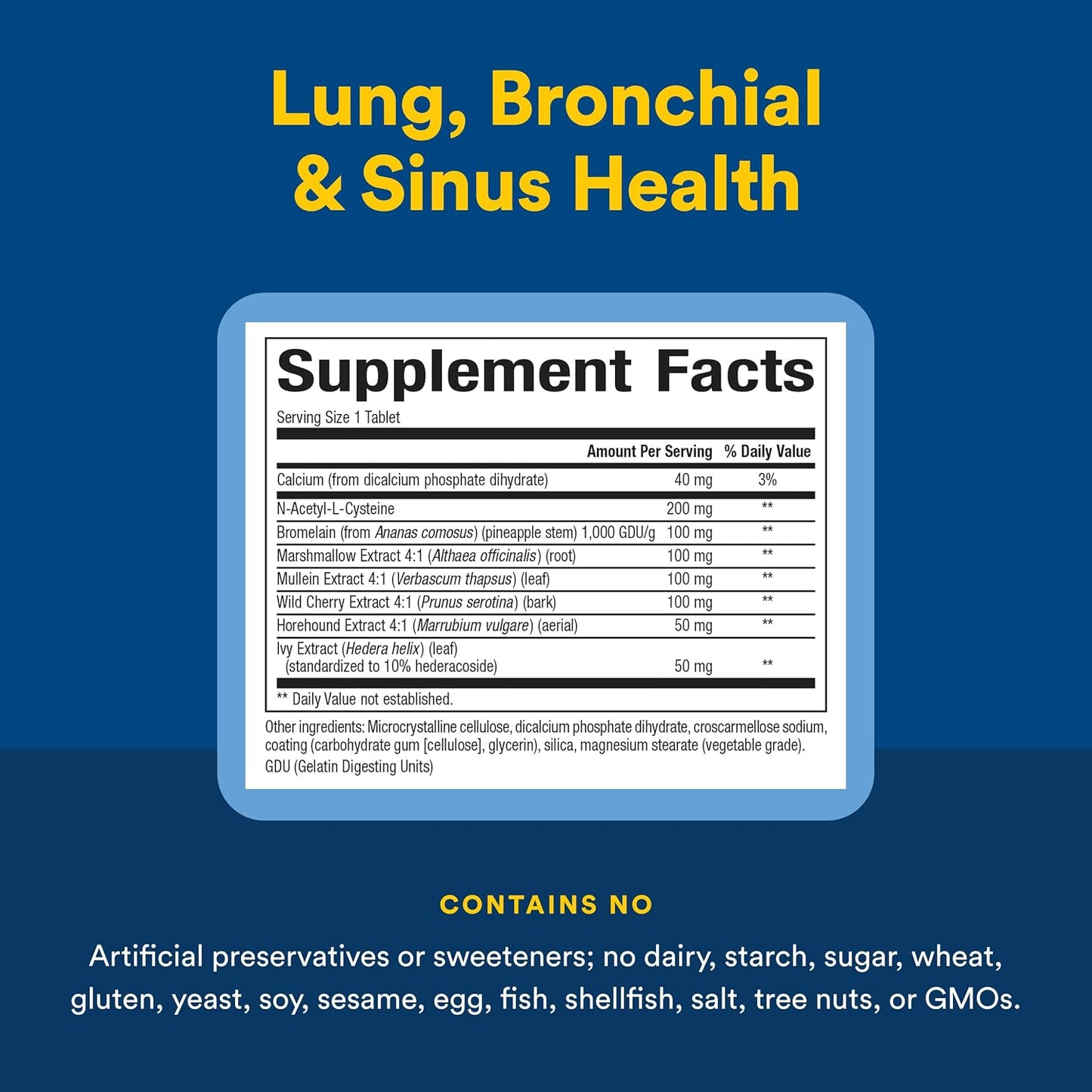 Natural Factors Lung Bronchial Sinus Health Respiratory Support Tablets