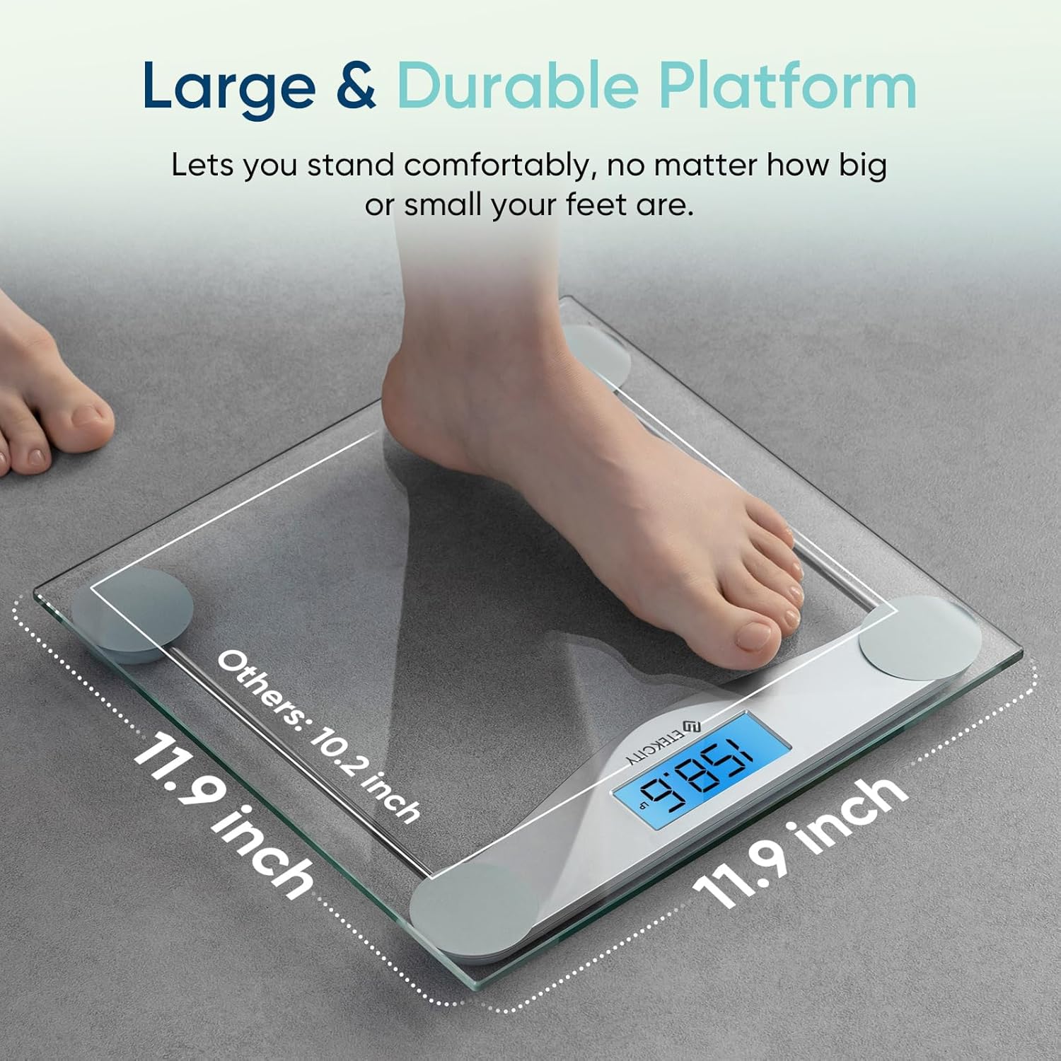 Etekcity Digital Body Weight Bathroom Scale 400 lb Capacity 6mm Tempered Glass Blue LCD Display