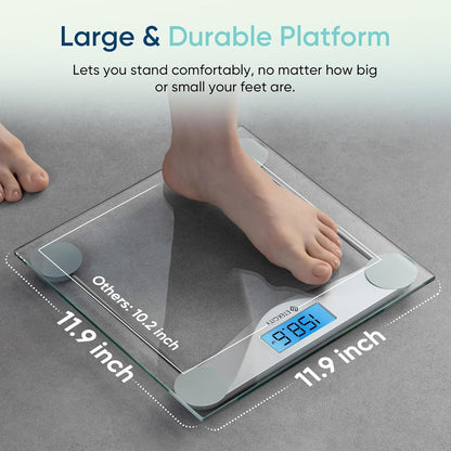 Etekcity Digital Body Weight Bathroom Scale 400 lb Capacity 6mm Tempered Glass Blue LCD Display