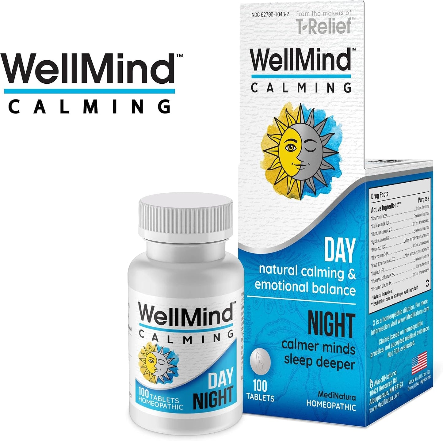 MediNatura WellMind Calming Stress Mood Support Tablets 100 Count