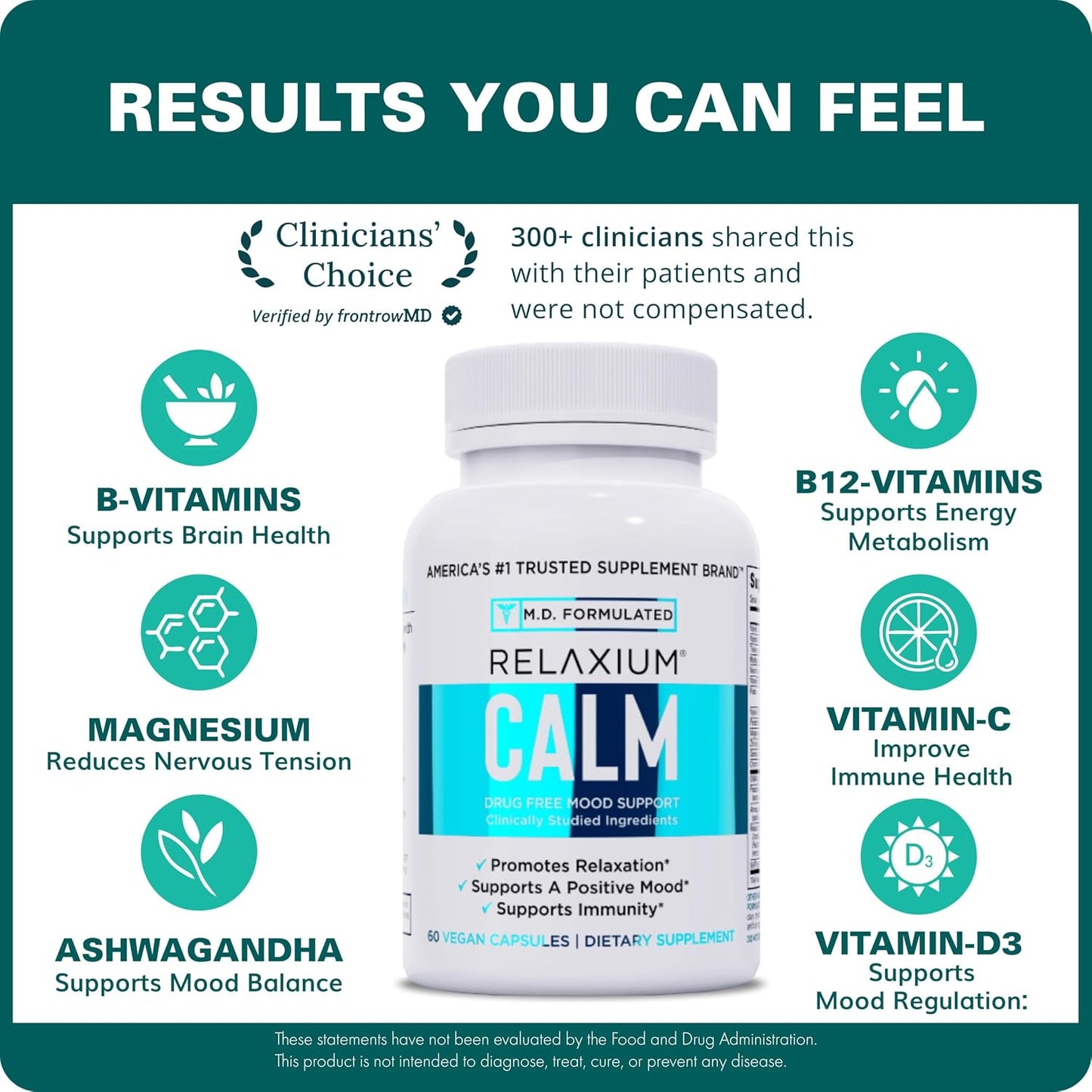 Relaxium Calm Stress Mood Support Supplement Capsules 60 Count