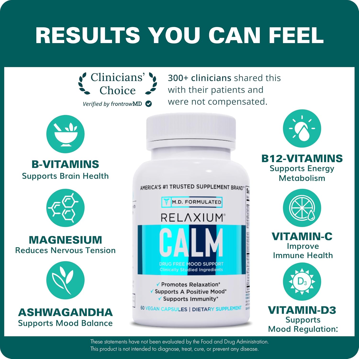 Relaxium Calm Stress Mood Support Supplement Capsules 60 Count