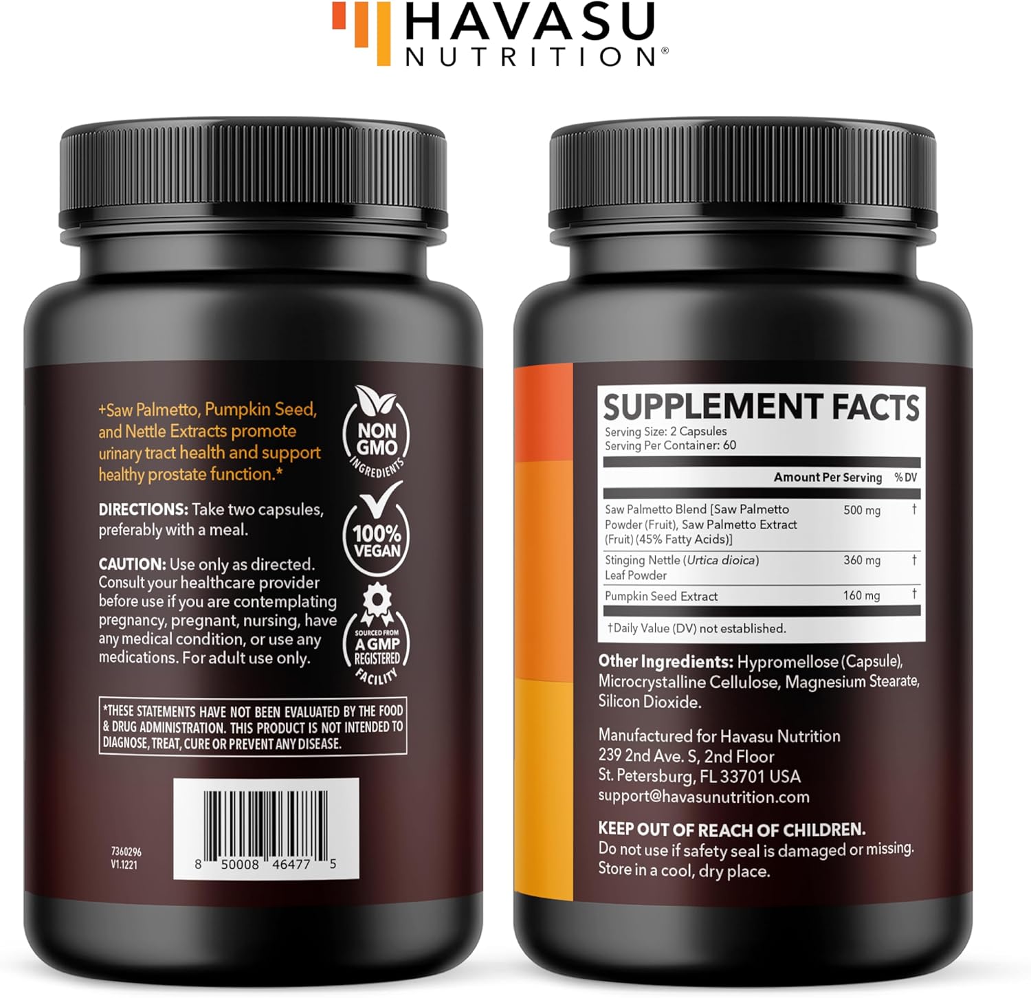 Havasu Nutrition Saw Palmetto 3X Formula DHT Blocker Prostate Health Supplement 120 Count