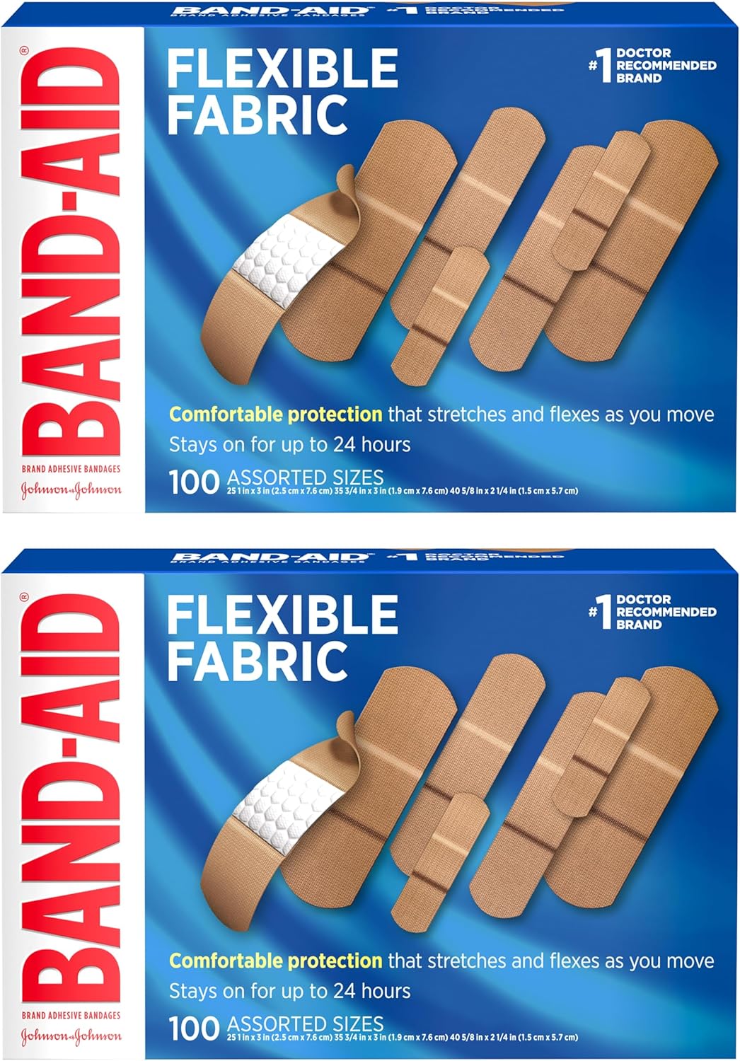 BAND-AID Flexible Fabric Adhesive Bandages All One Size 100 Count