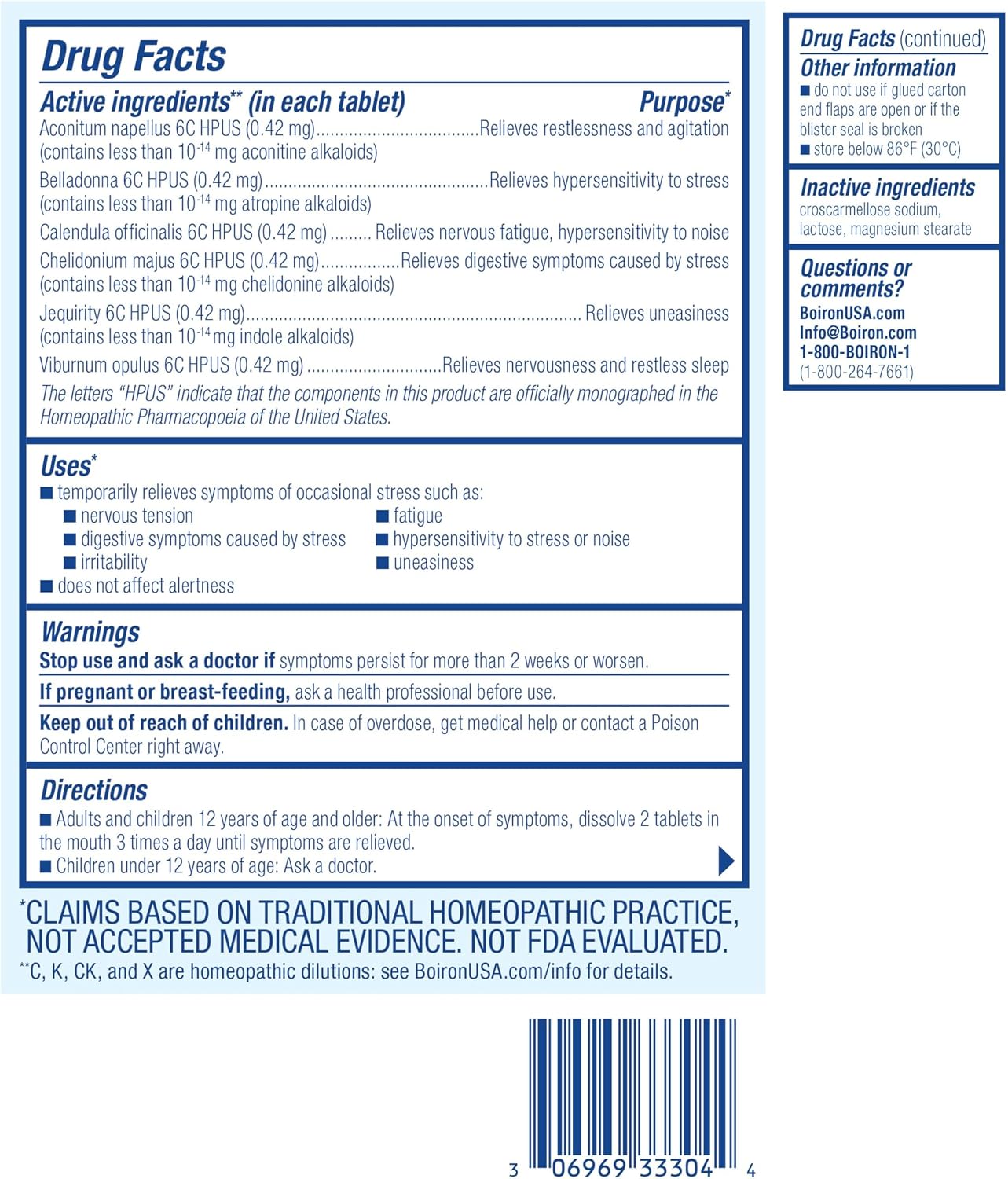 Boiron StressCalm Stress Mood Support Meltaway Tablets