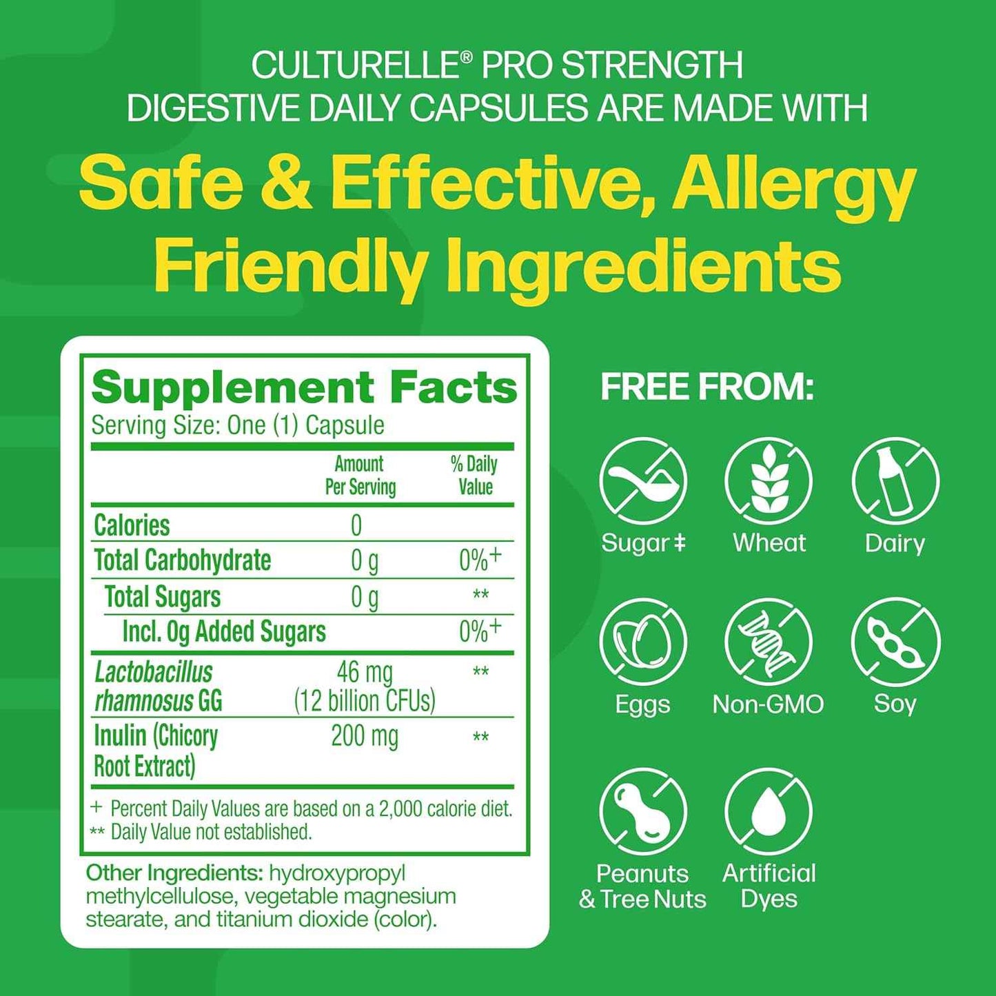 Culturelle Pro Strength Daily Probiotics Digestive Health 12 Billion CFUs 60 Count