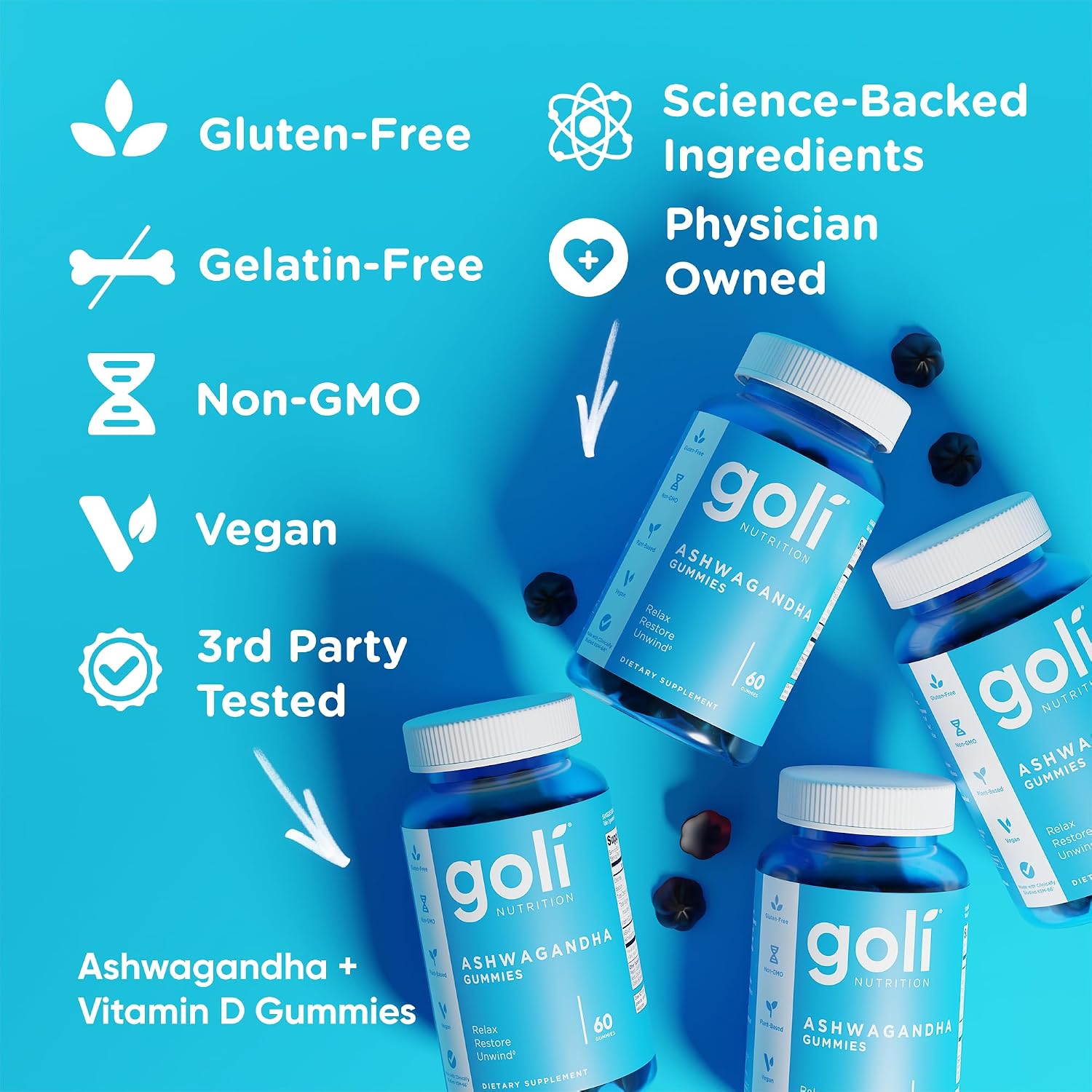 Goli Ashwagandha Vitamin D Dietary Supplement Gummies