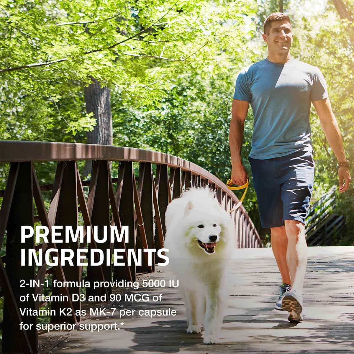 Bronson Vitamin K2 D3 (MK7) Supplement 5000IU 90mcg Capsules