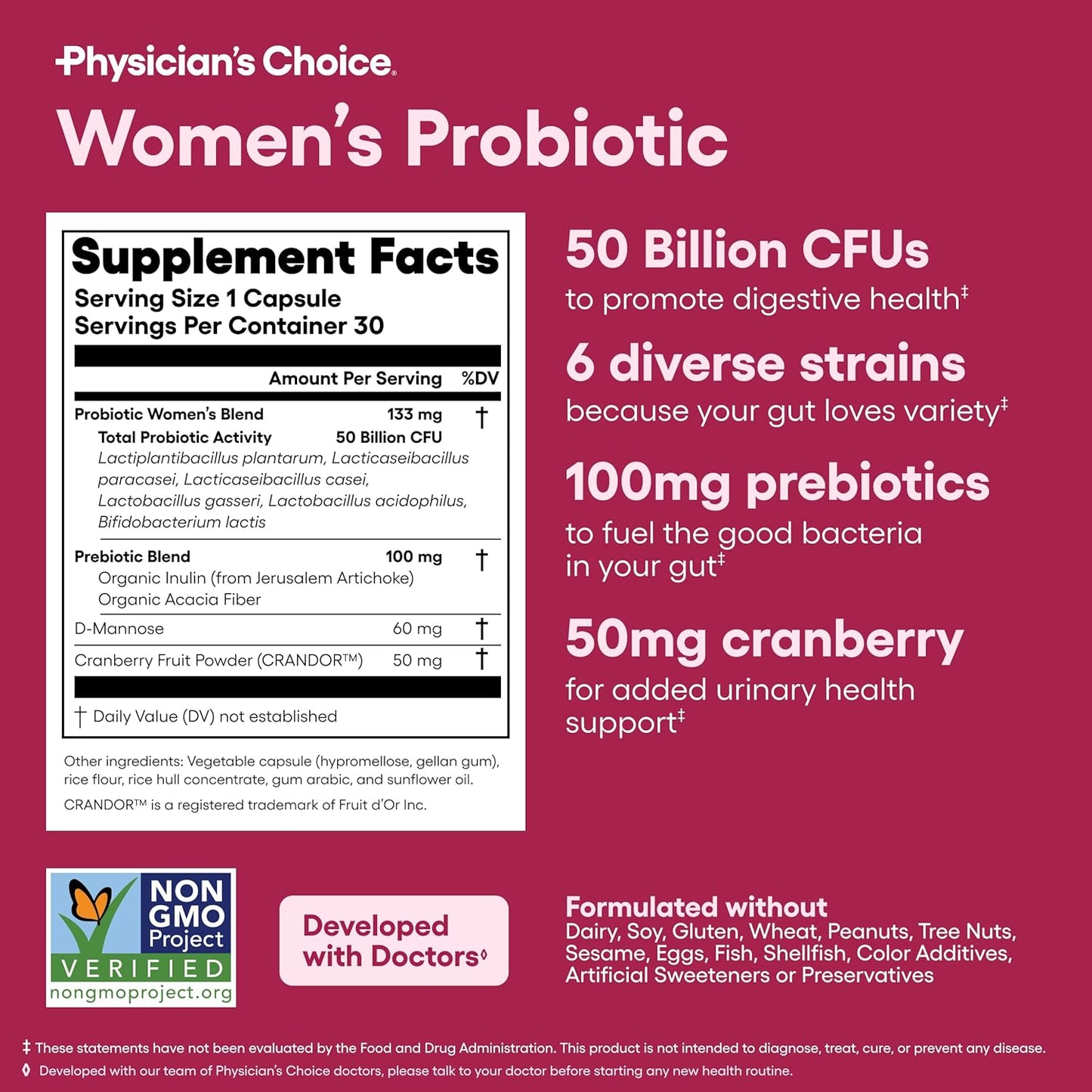 Physician's CHOICE Probiotics for Women 50 Billion CFU 6 Strains