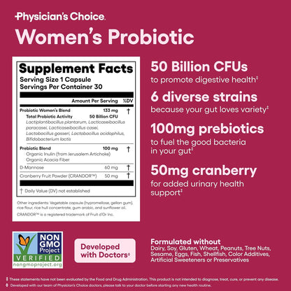 Physician's CHOICE Probiotics for Women 50 Billion CFU 6 Strains