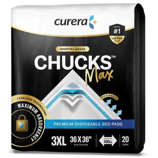 Chucks MAX Disposable Adult Incontinence Pads 36 x 36 in 10X Absorbency 400 lb Capacity 20 Count