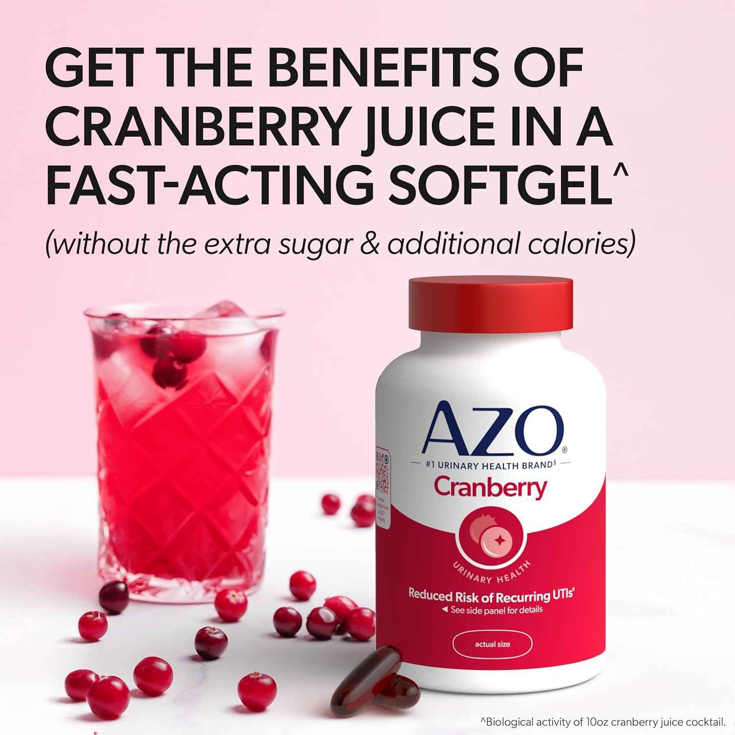 AZO Cranberry Supplement Dietary Softgels Sugar Free Non-GMO 100 Count